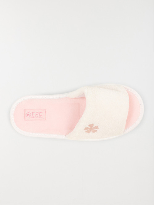 Chausson mule ouverte femme ecru (36-41)