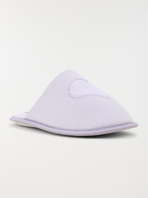 Chausson mule coeur femme lilas (36-41)