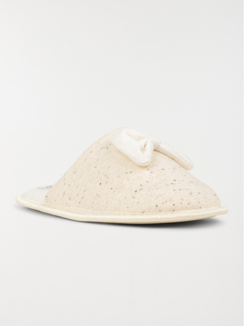 Chausson mule noeud femme ecru (36-41) Chausson mule noeud femme ecru (36-41)