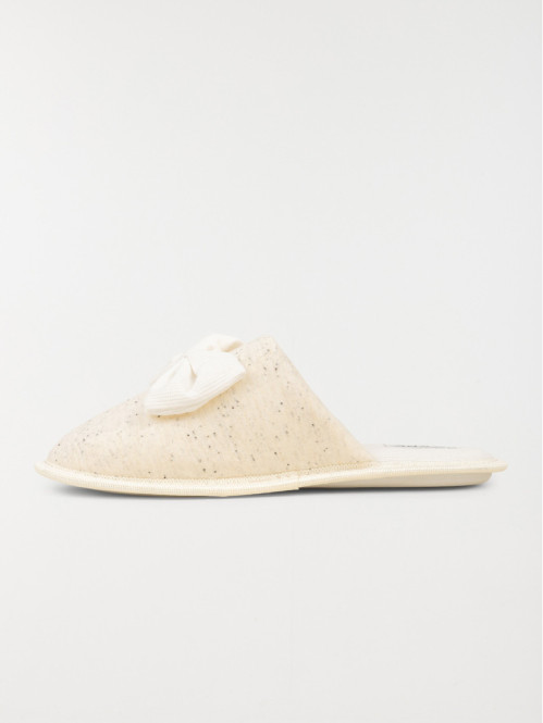 Chausson mule noeud femme ecru (36-41) Chausson mule noeud femme ecru (36-41)
