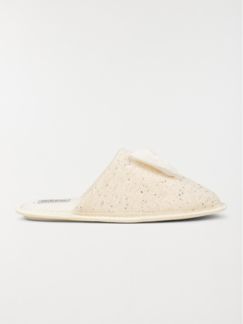 Chausson mule noeud femme ecru (36-41)