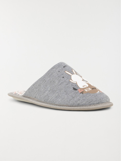 Chausson mule femme grise...