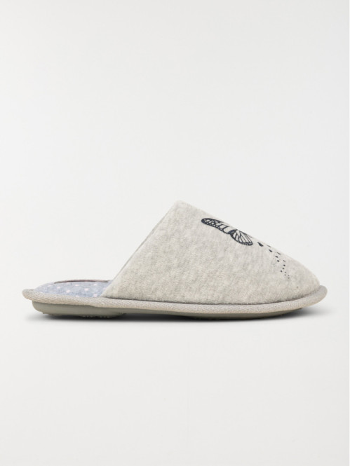 Chausson mule grise femme...