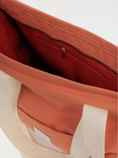 Sac cabas tissus bicolore femme