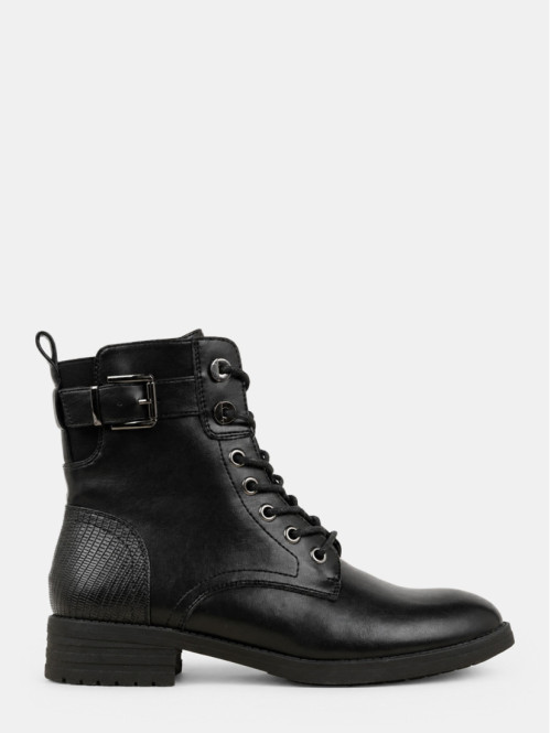 Bottines plates lacet zip...