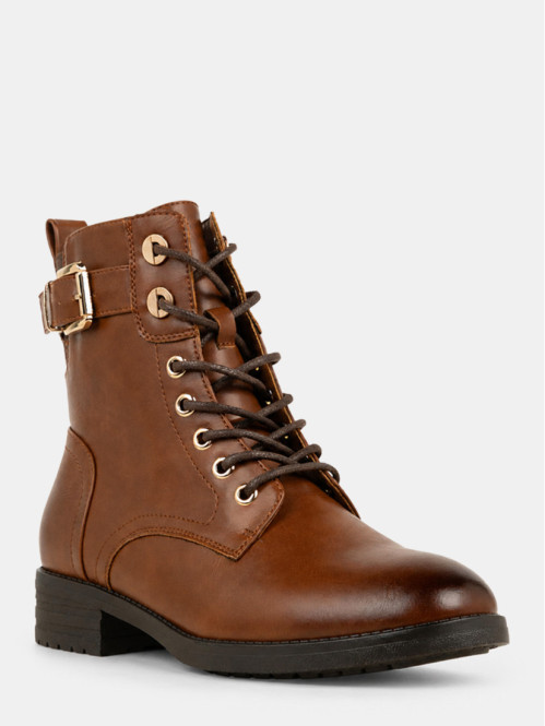 Bottines plates zip lacet...