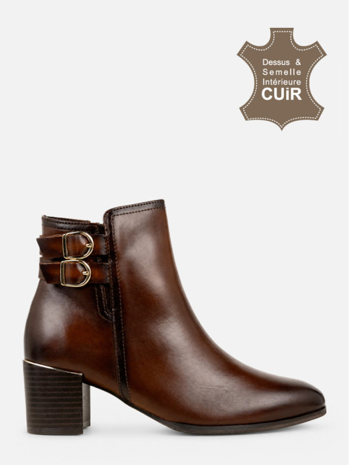 Bottines à talon marron...