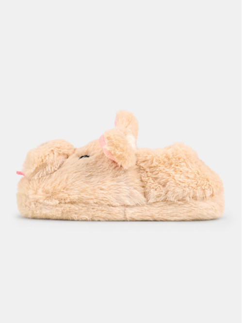 chausson beige chien fille...