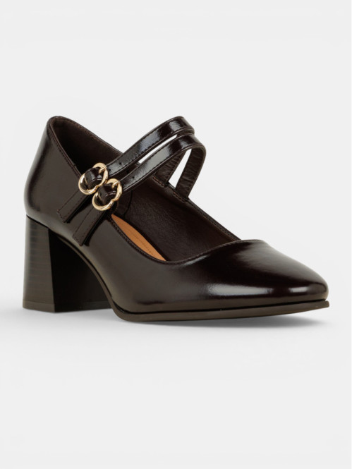 Escarpins marrons brides...