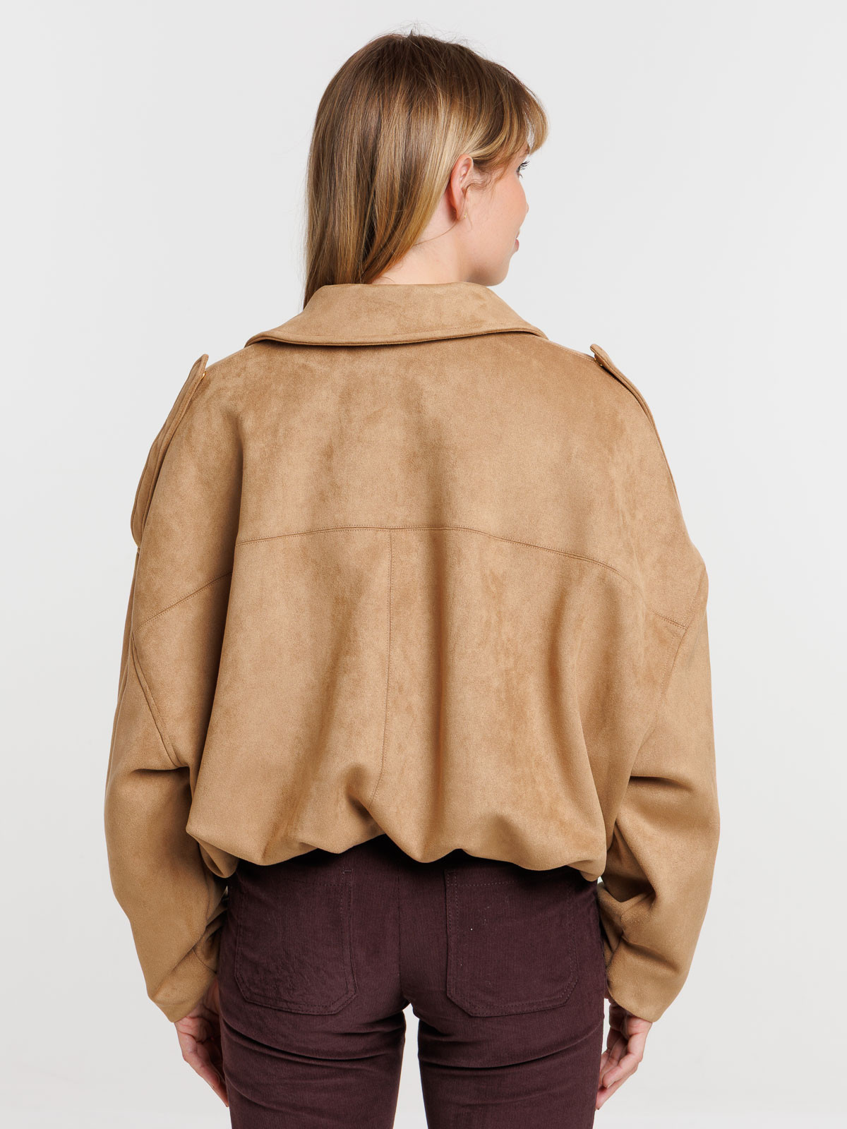 Veste suédine forme boule femme