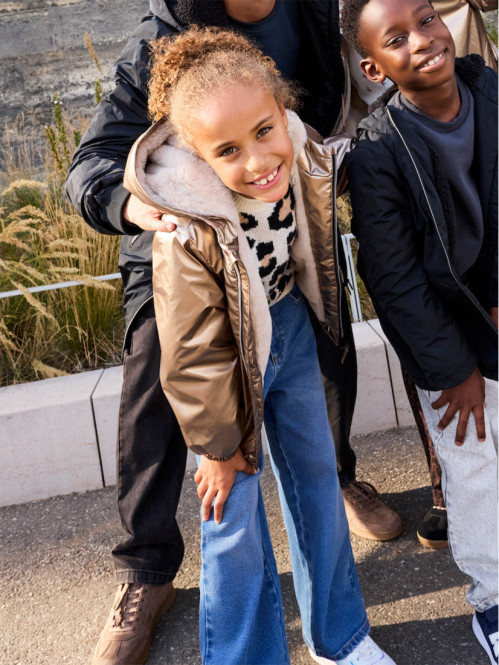Parka dorée à capuche fille...