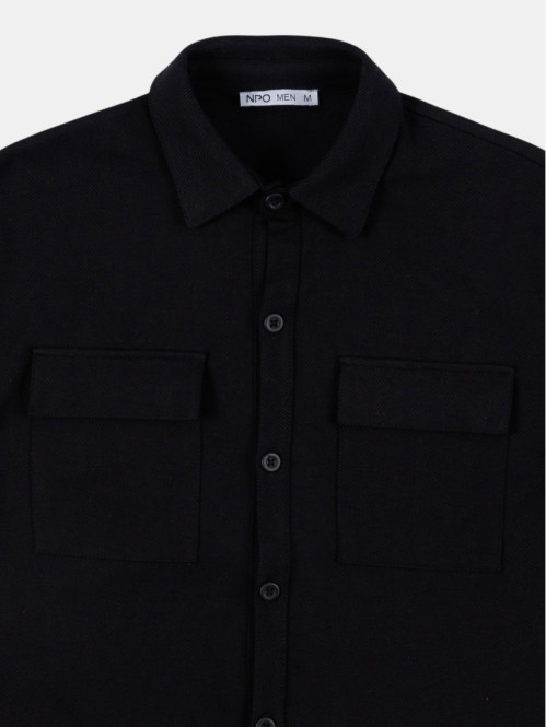Chemise texturée noire homme