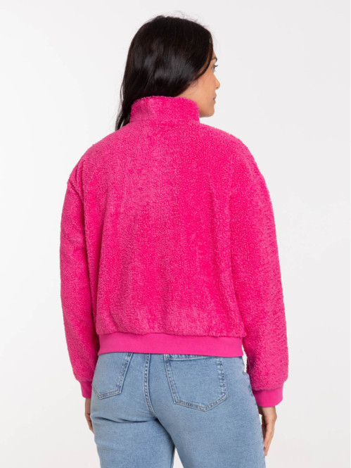 Sweat sherpa rose fluo femme