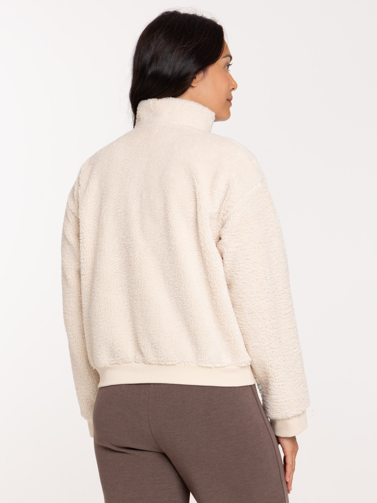 Sweat sherpa crème grisée femme Sweat sherpa crème grisée femme