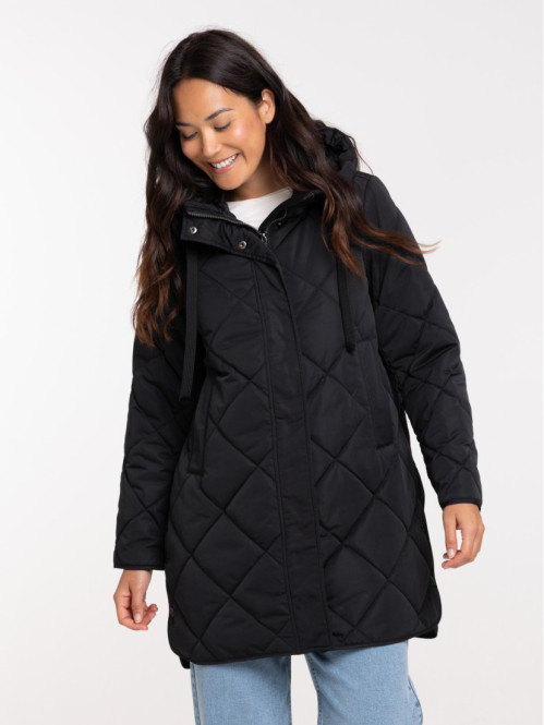 Doudoune mi-longue noire femme
