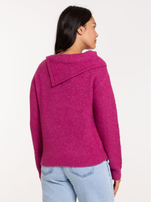 Pull col drapé femme