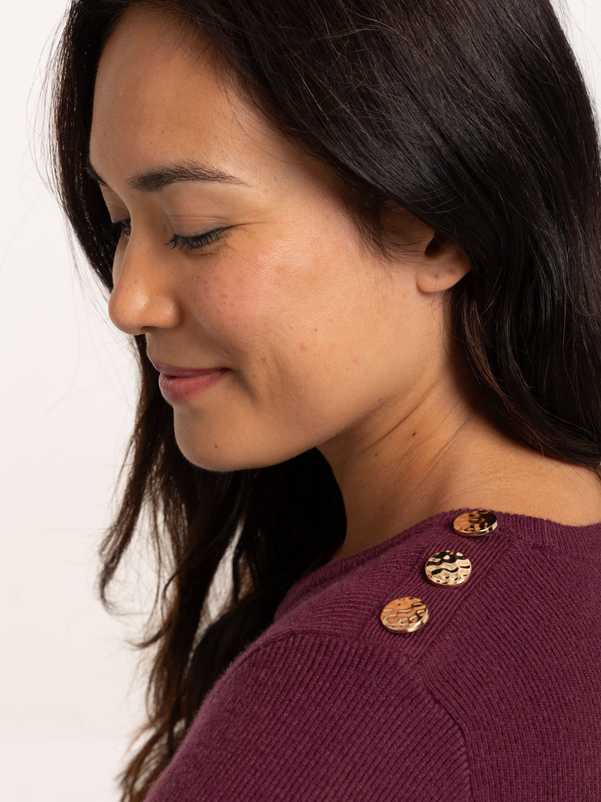 Pull coupe basque boutons épaule femme Pull coupe basque boutons épaule femme