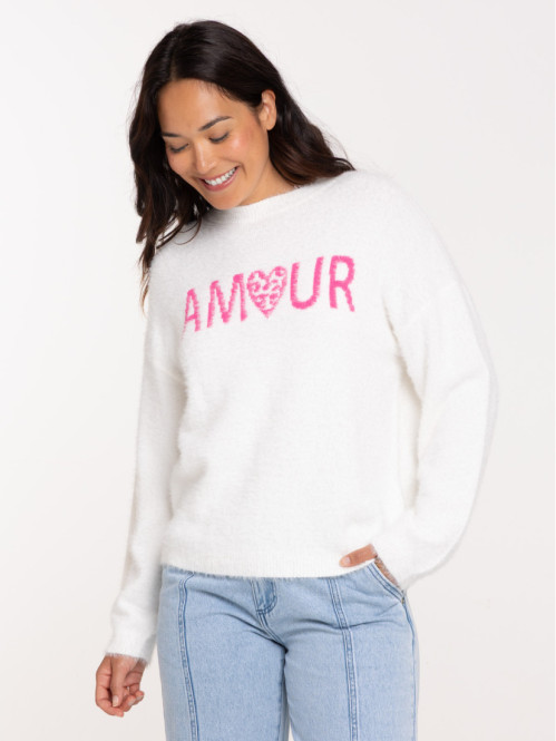 Pull Amour léopard femme