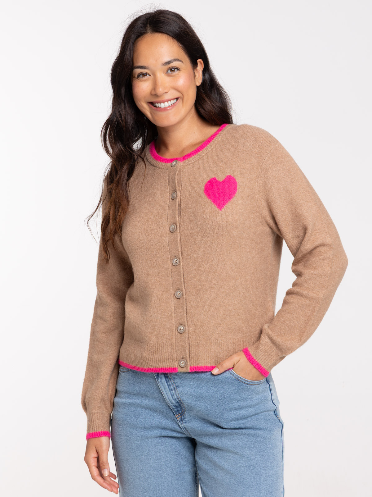 Gilet boutonné coeur Love vibe femme Gilet boutonné coeur Love vibe femme
