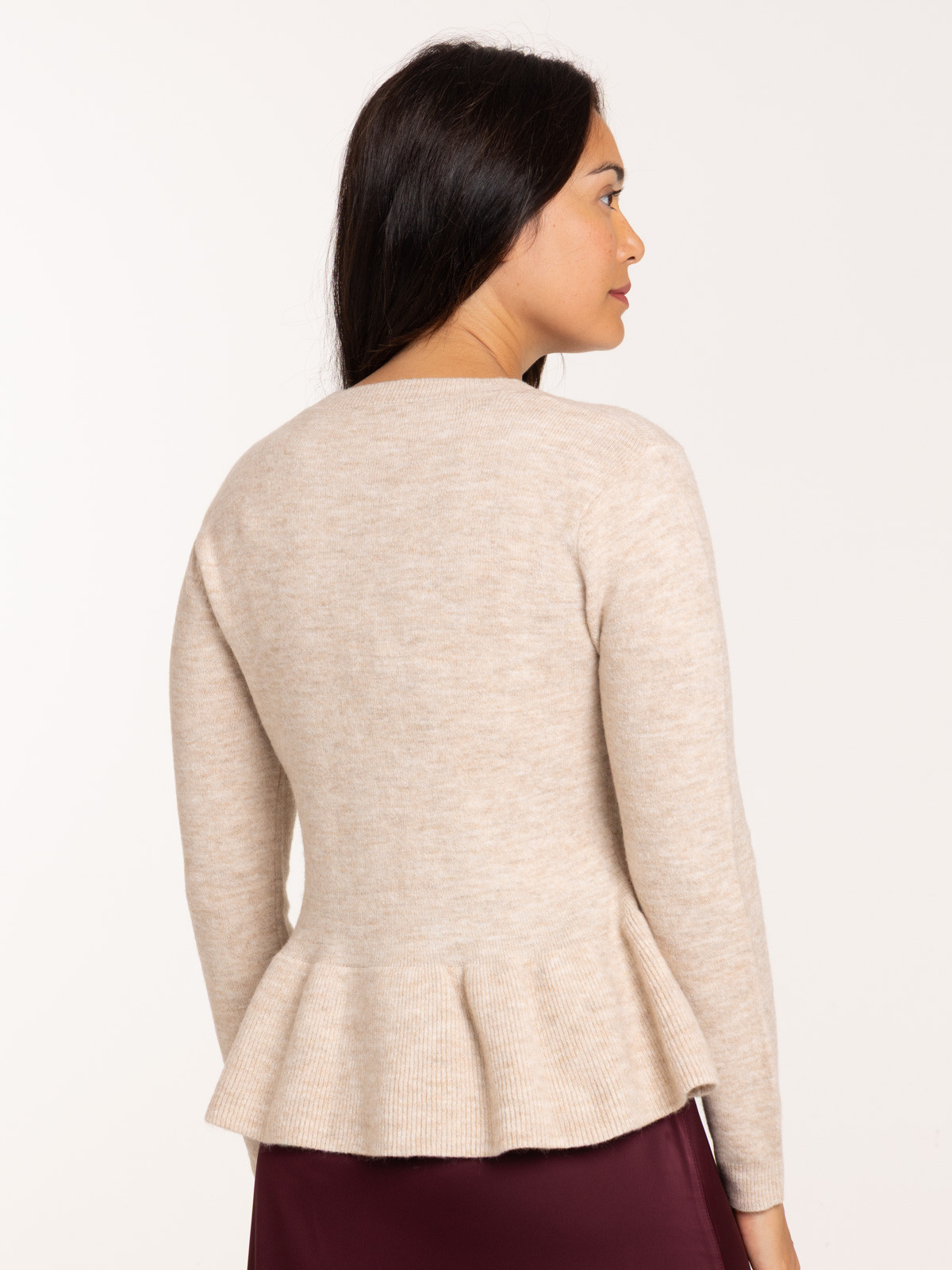 Gilet coupe basque beige chiné femme Gilet coupe basque beige chiné femme
