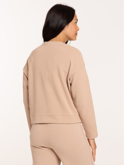 T-shirt côtelé taupe clair...