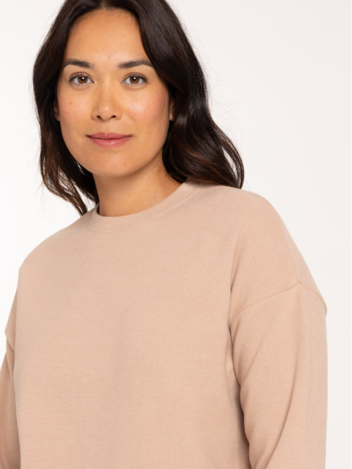 T-shirt côtelé taupe clair...