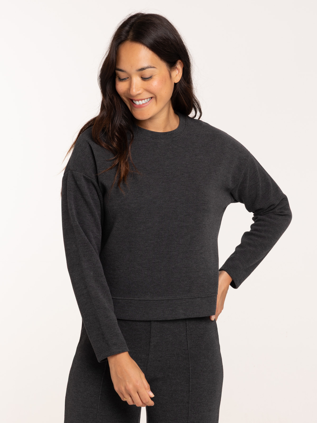T-shirt gris anthracite chiné femme T-shirt gris anthracite chiné femme