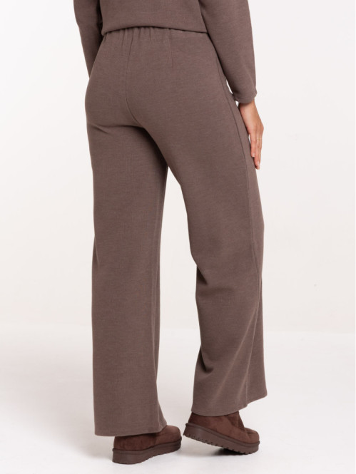 Pantalon large marron chiné...
