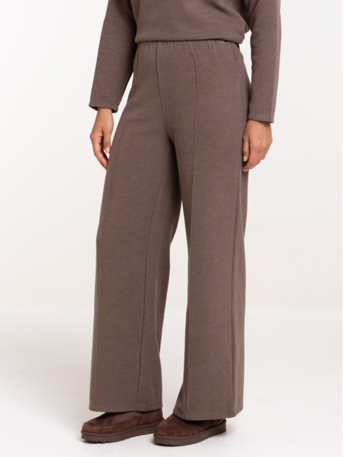 Pantalon large marron chiné...