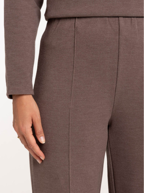 Pantalon large marron femme