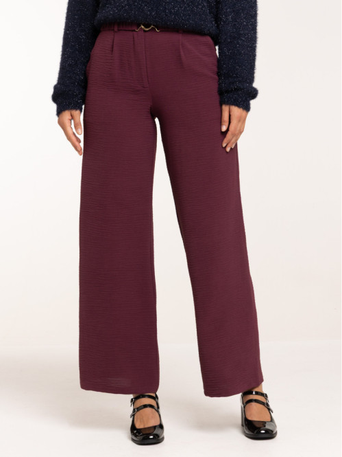 Pantalon large ceinturé femme