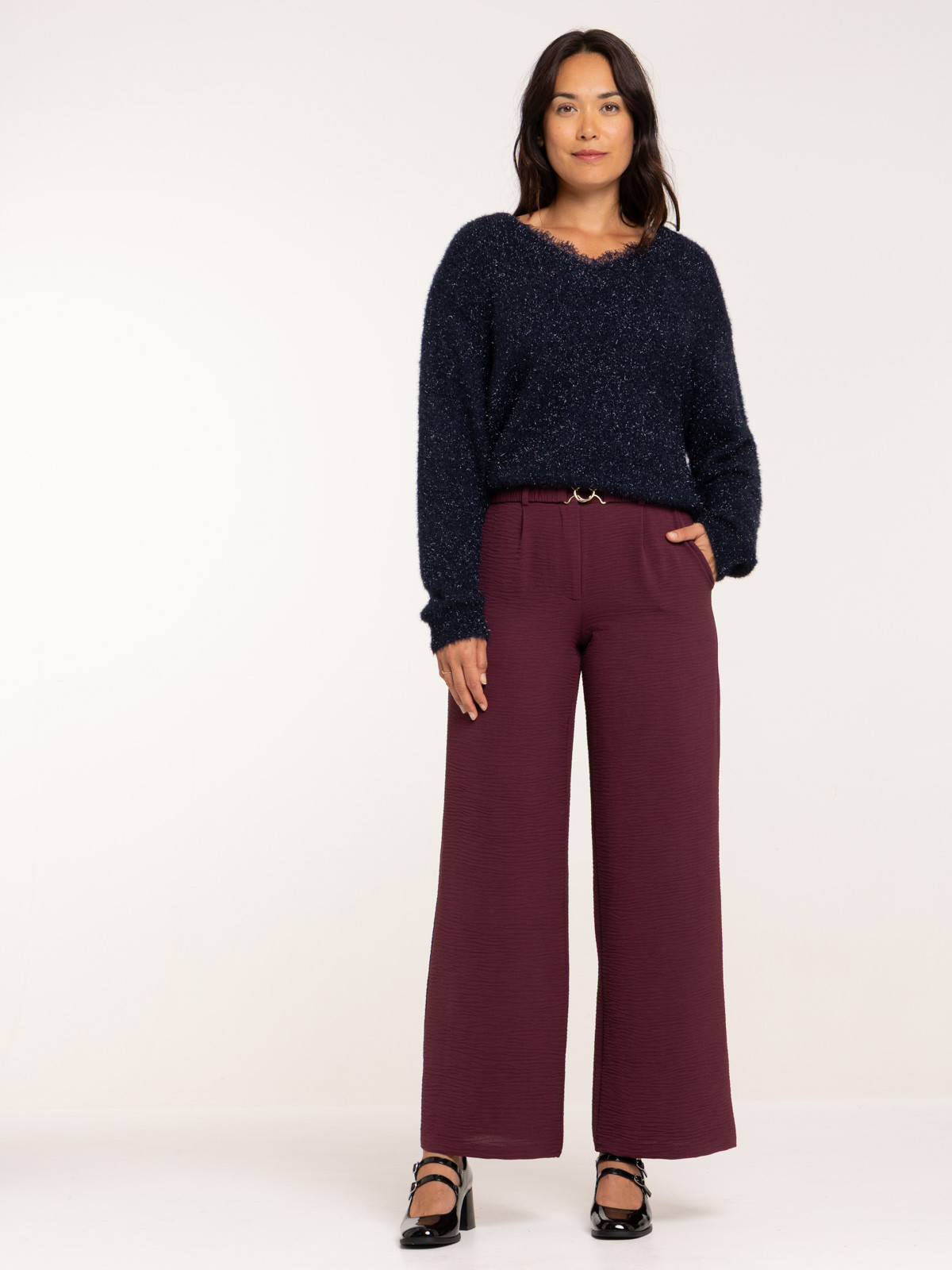 Pantalon large ceinturé femme Pantalon large ceinturé femme
