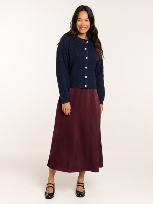 Jupe longue satin femme
