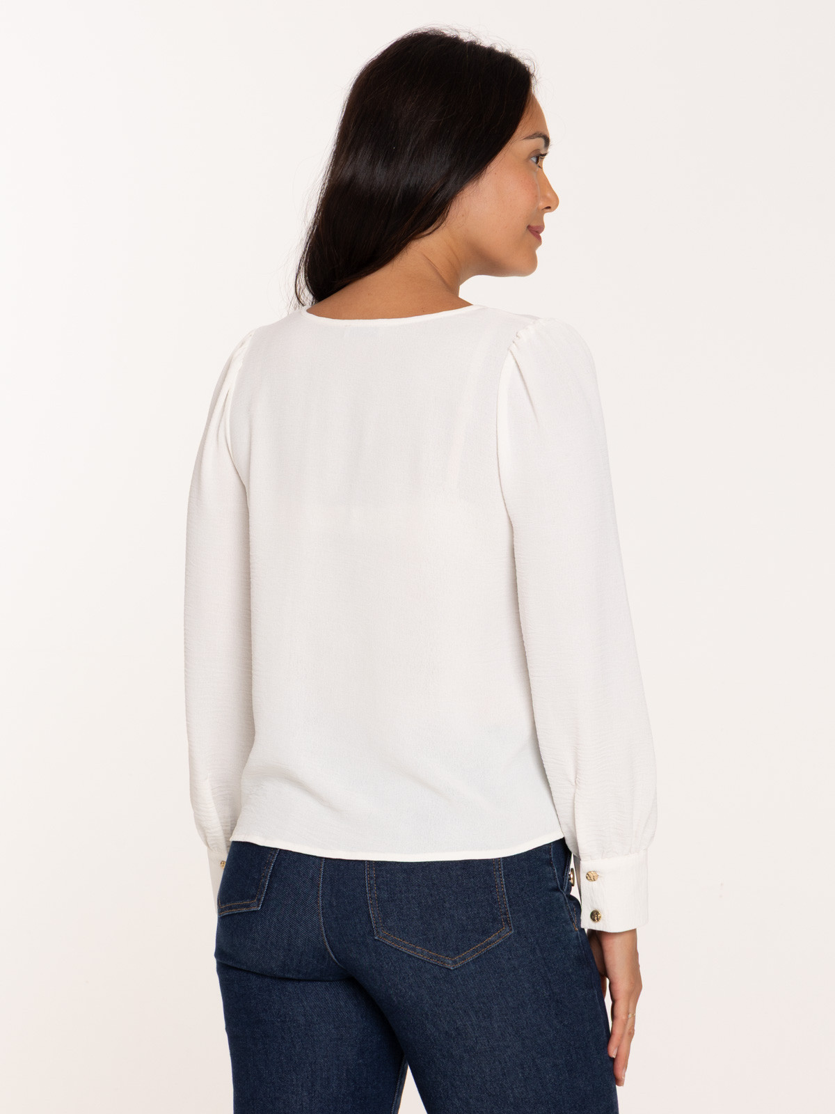 Blouse col V avec détail bijou femme Blouse col V avec détail bijou femme