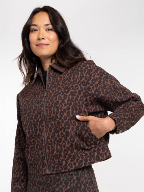 Veste courte léopard col...