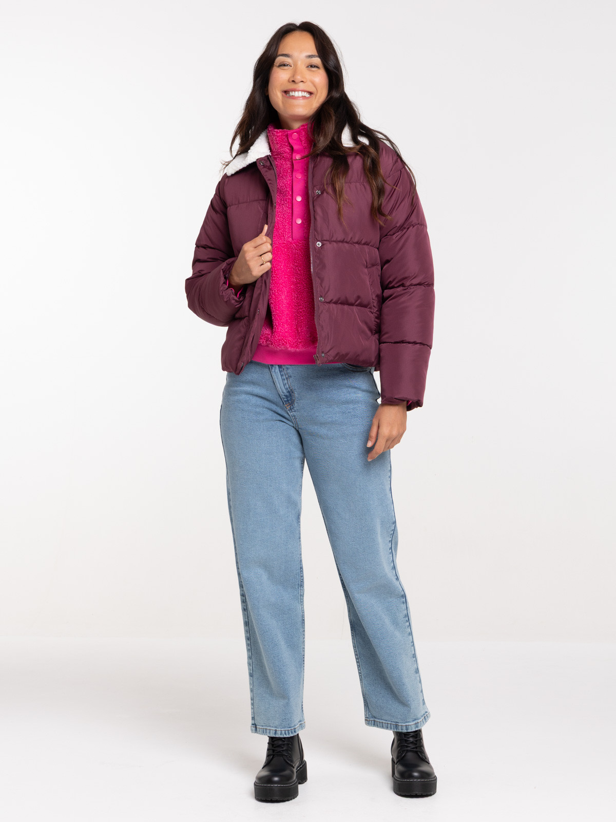 Doudoune courte col sherpa femme Doudoune courte col sherpa femme
