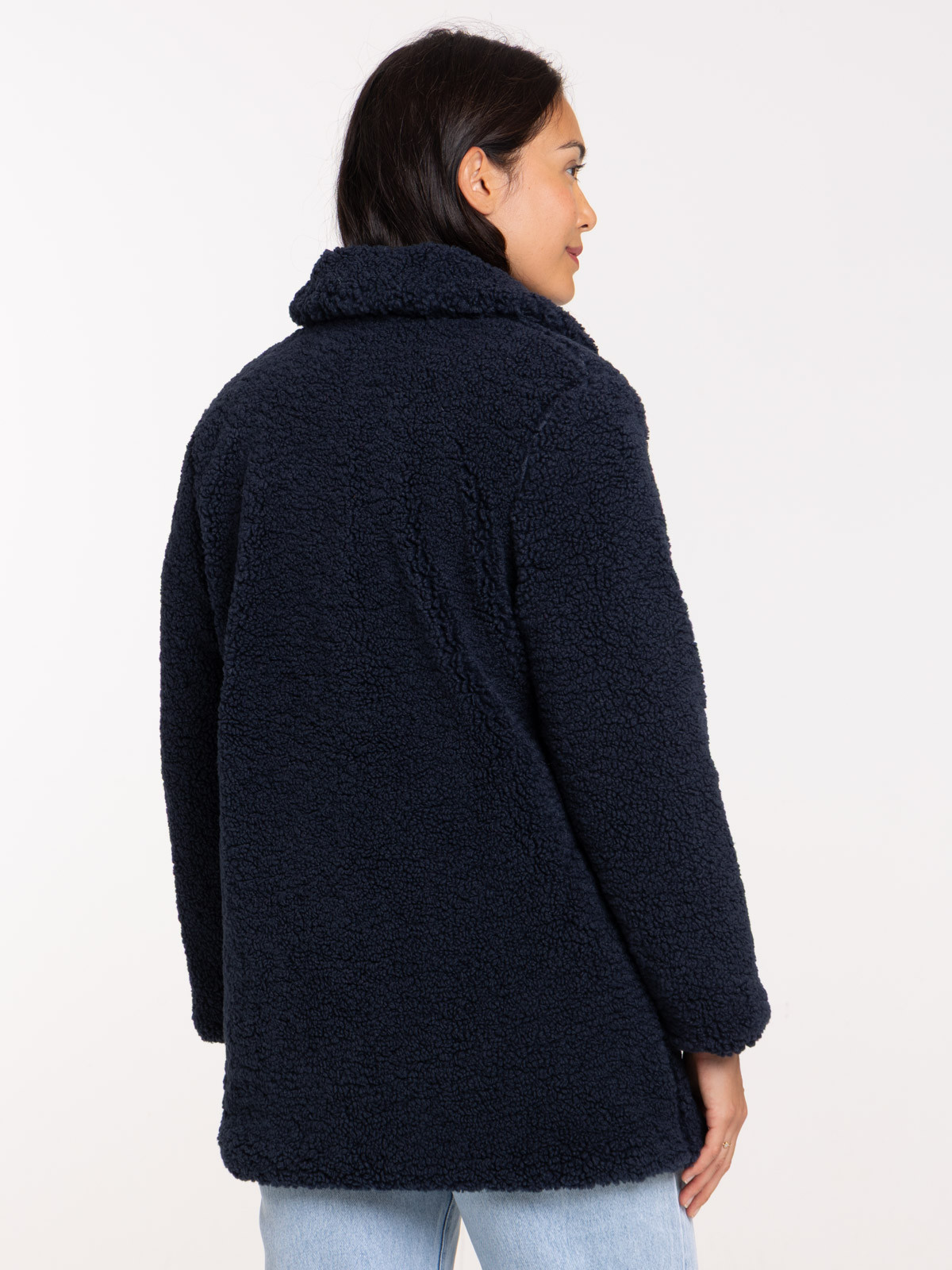 Manteau sherpa marine navy femme