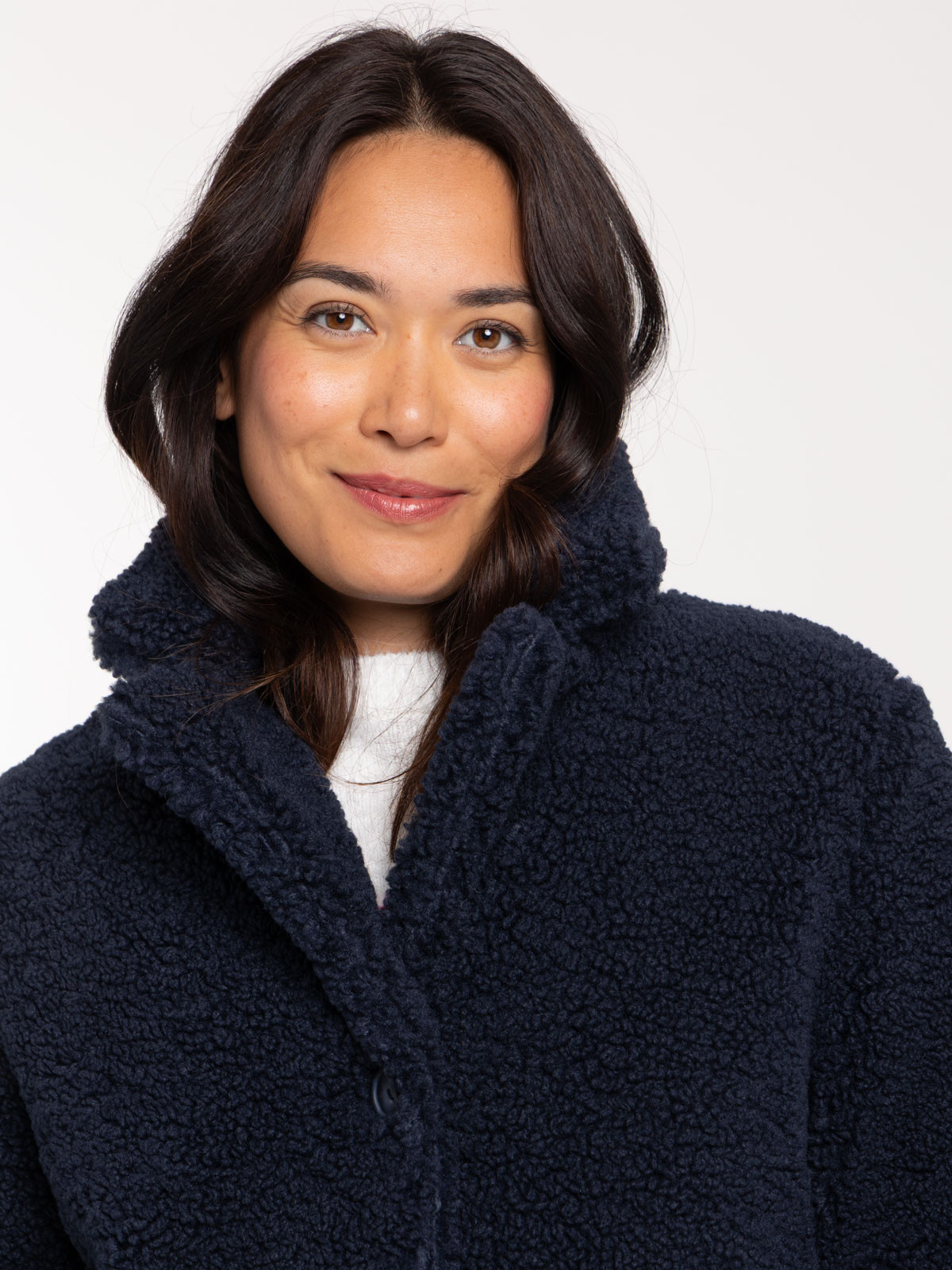Manteau sherpa marine navy femme