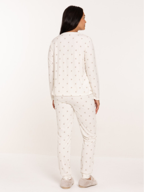 Pyjama velours fleuri femme