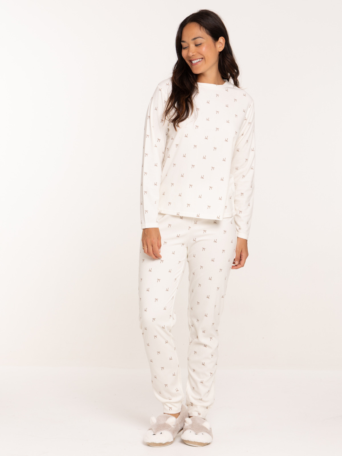 Pyjama velours fleuri femme