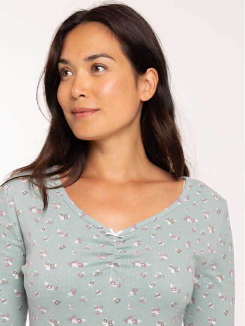 Pyjama fleuri velours femme
