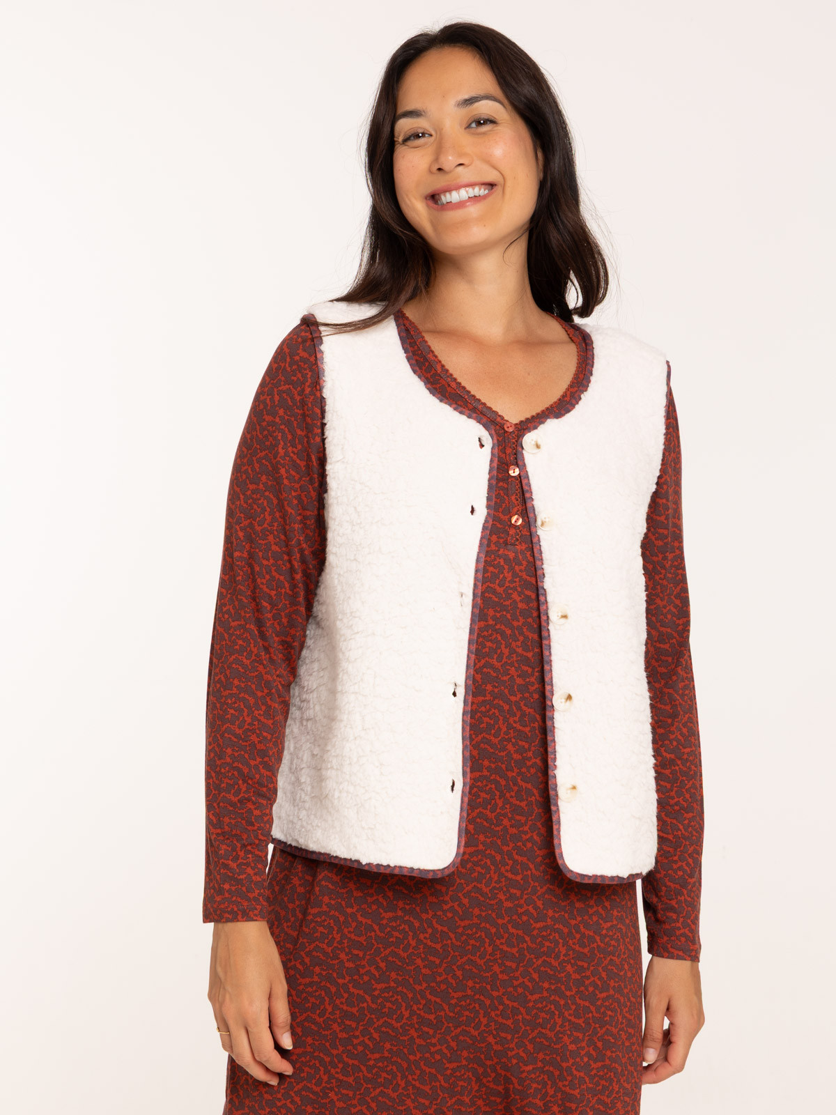 Gilet sans manches de nuit sherpa femme Gilet sans manches de nuit sherpa femme