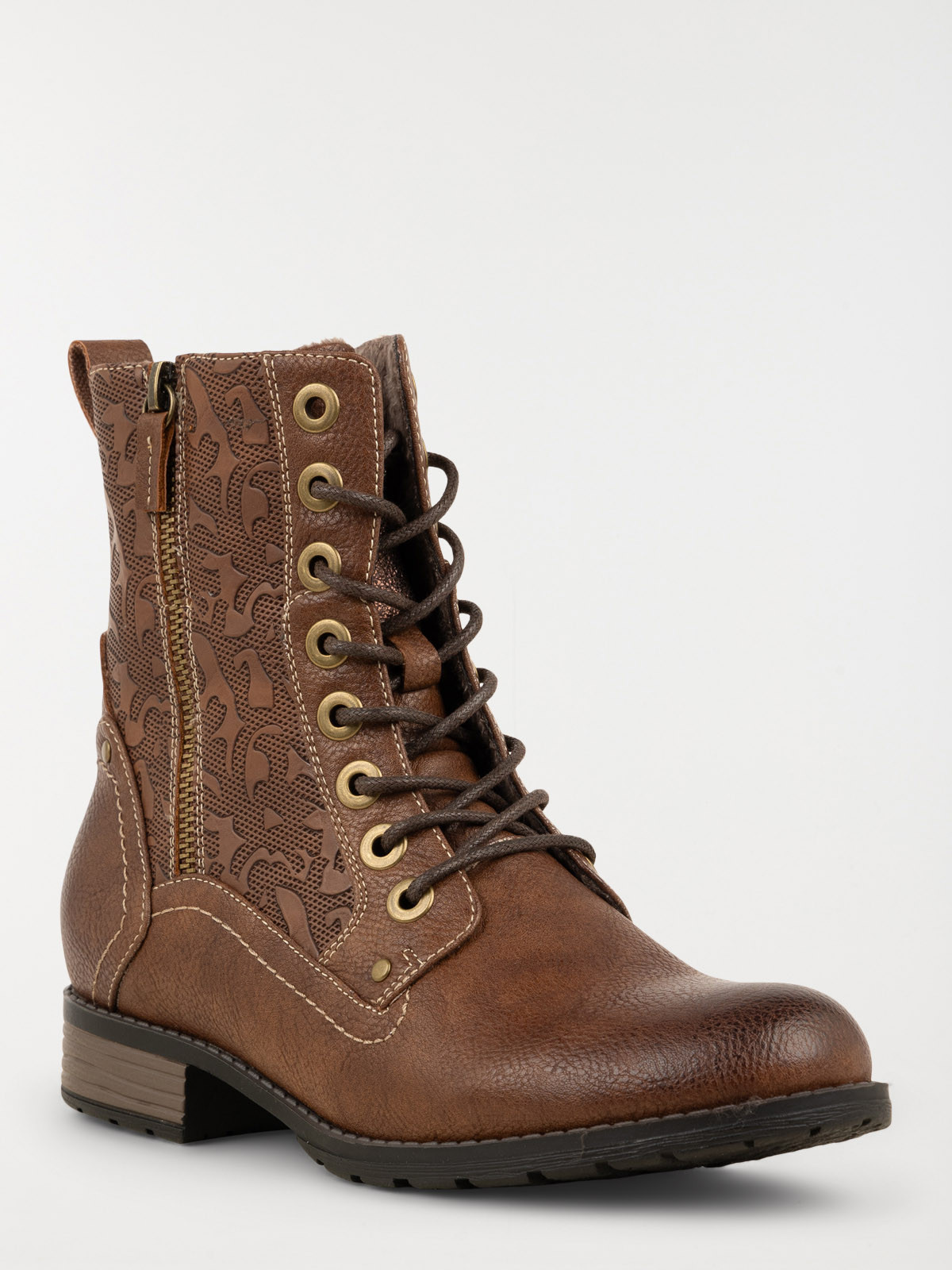 Bottine cognac plate lacet femme (36-41)