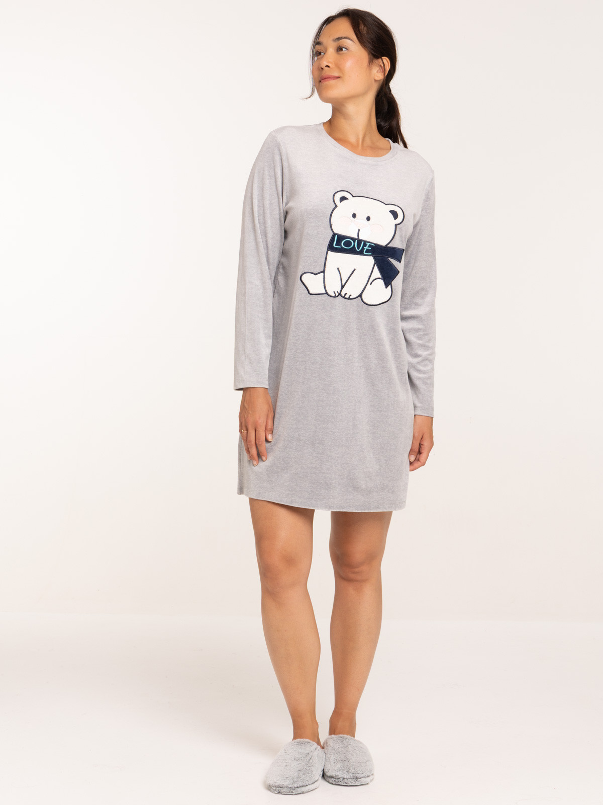 Chemise de nuit velours ourson femme Chemise de nuit velours ourson femme