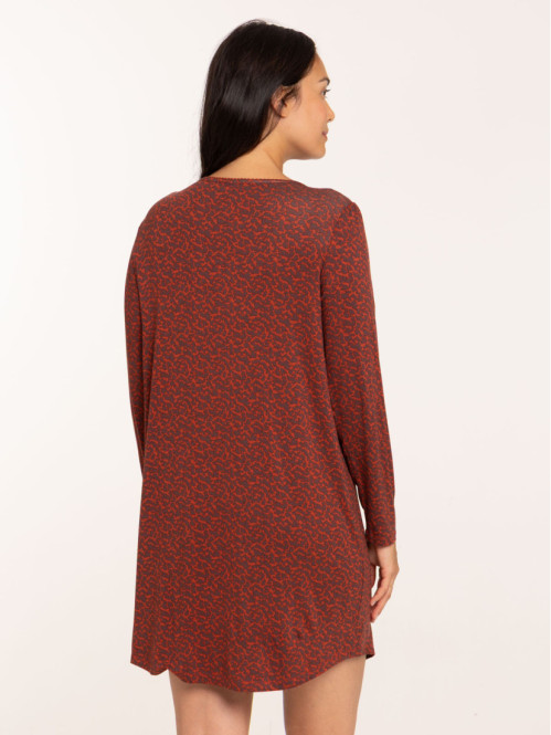 Chemise de nuit léopard col...