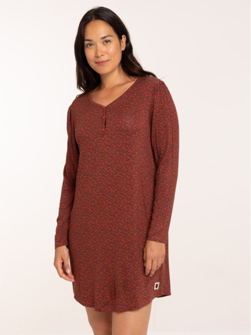 Chemise de nuit léopard col...