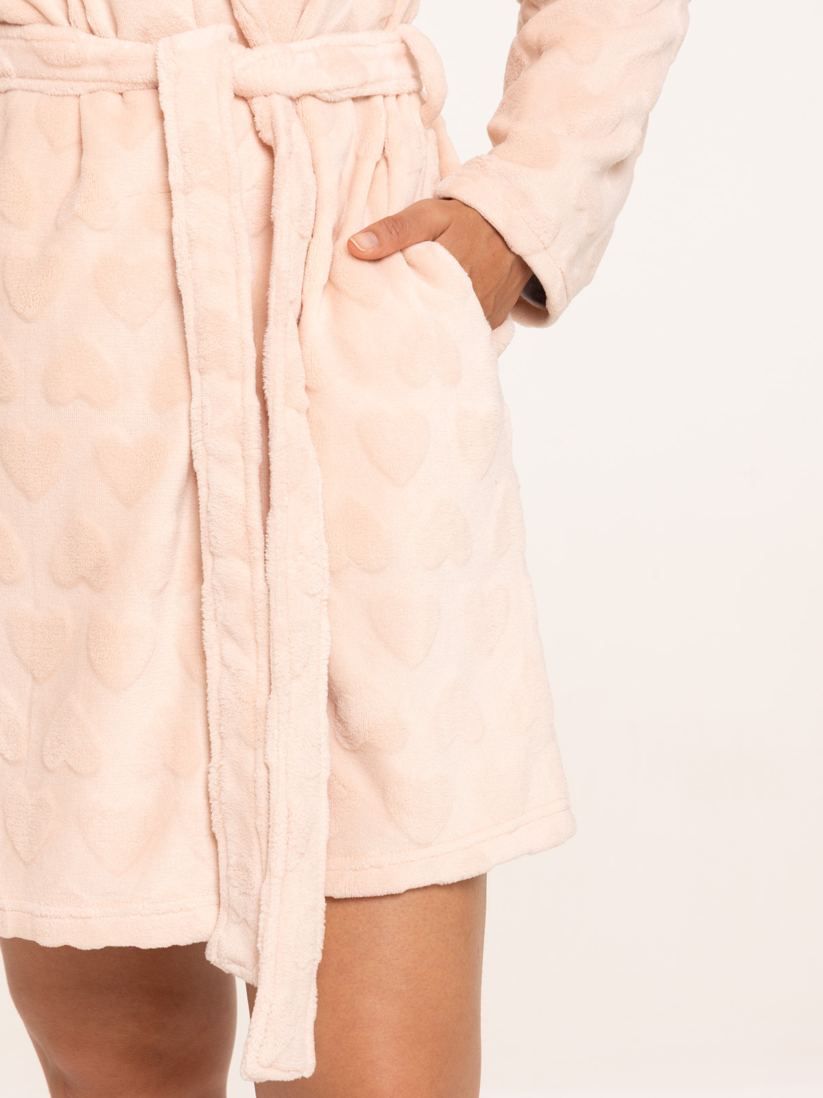 Robe de chambre motif coeur relief femme