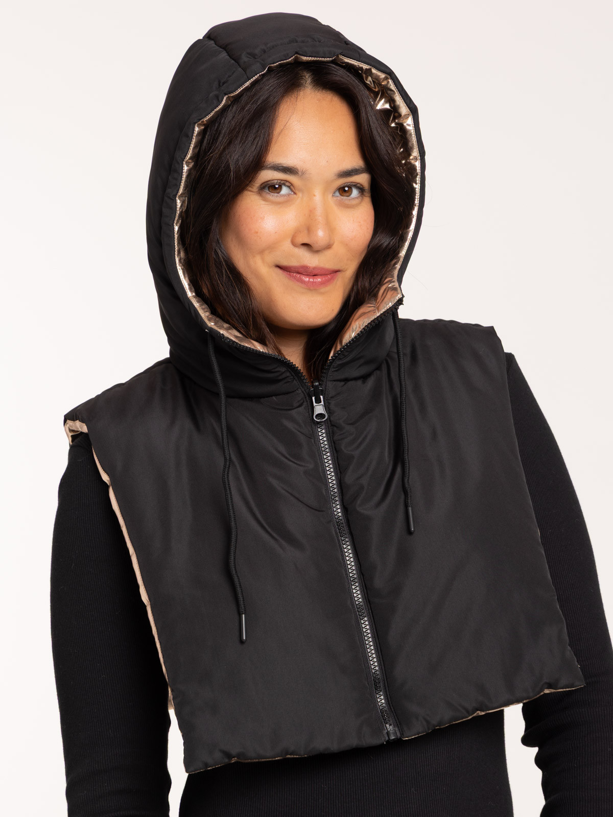 Plastron à capuche réversible femme