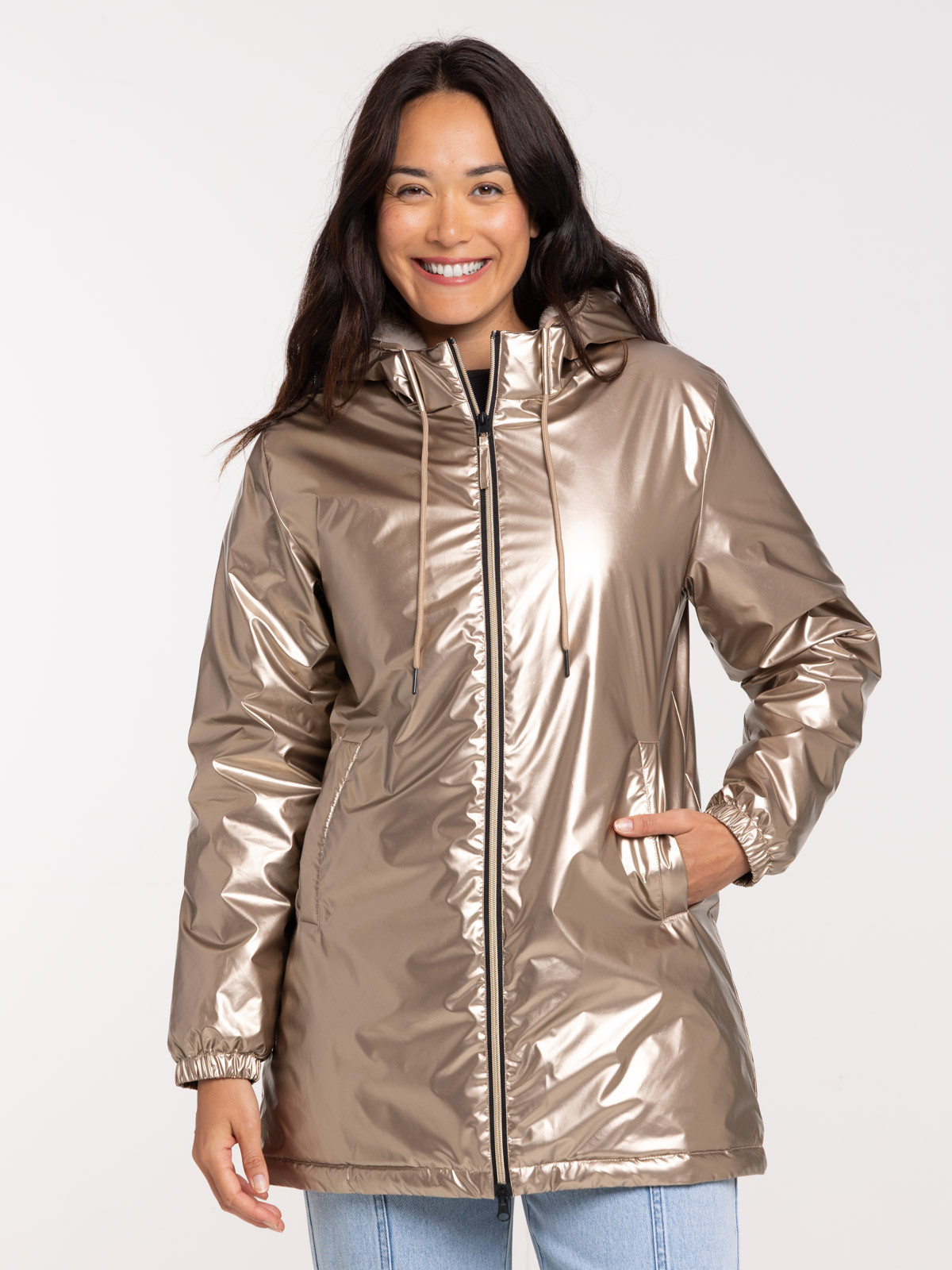 Parka effet métal femme