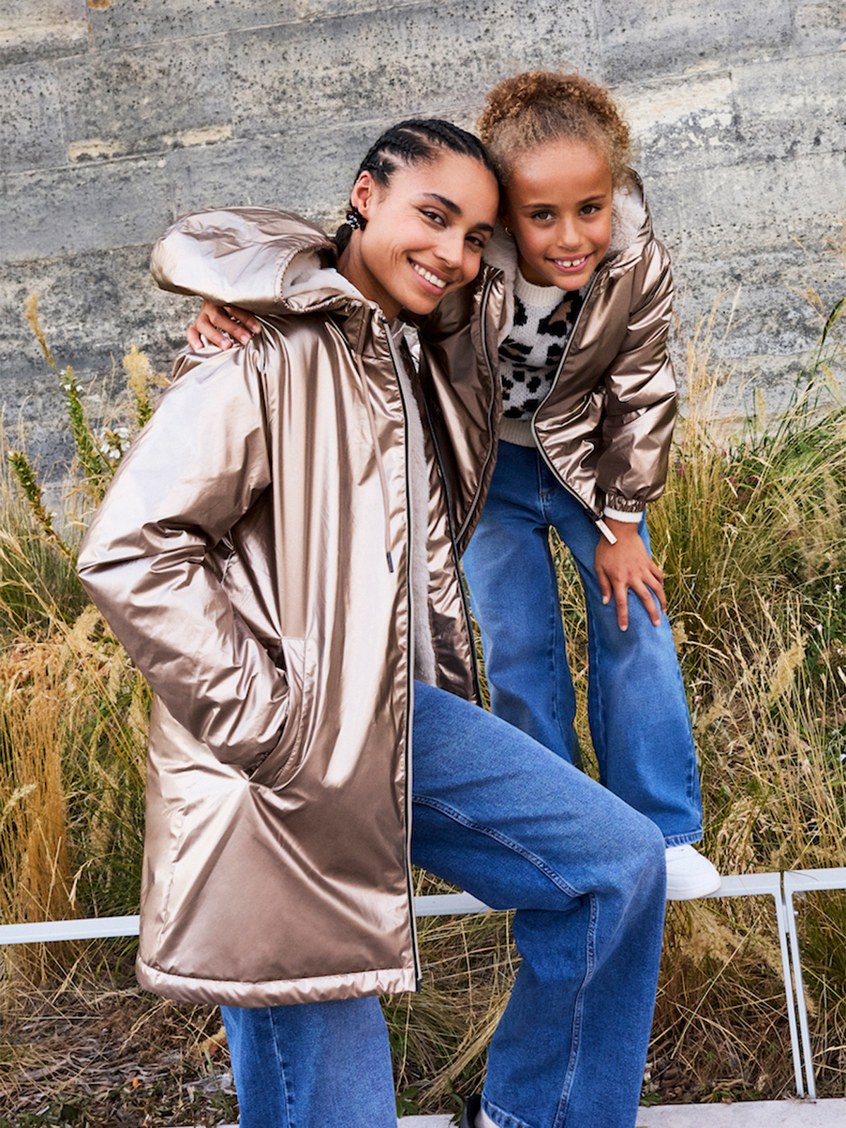 Parka effet métal femme